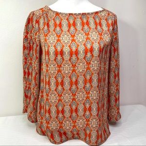 The Limited Bohemian Colorful Blouse Extra Small Orange Tan Blue